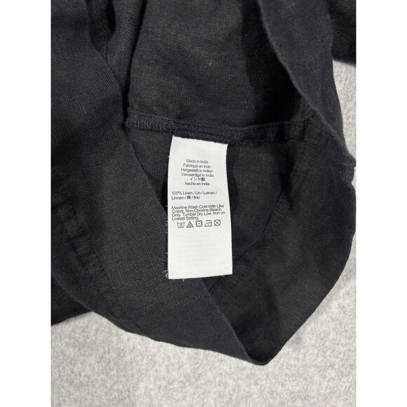 J Crew 100% Linen Black Squareneck Puffed Long Sleeve Button Down Crop Size XXS - Picture 6 of 7